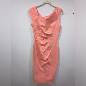 MUXXN  coral/peach sleeveless dress ruched sides large